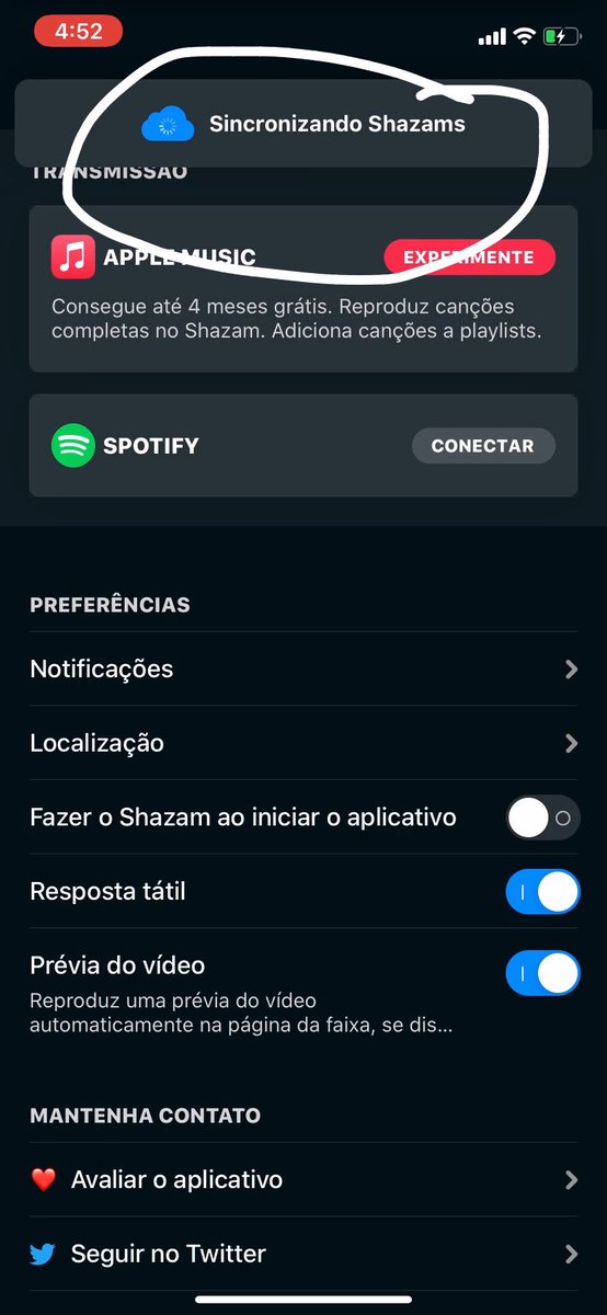 IOS:• when streaming via IOS, download the app but DON'T LOG IN. play the song and click on the shazam button in the center of the screen.• after it recognizes the song you chose, click on library > settings > shazam account, login and wait the synchronization.