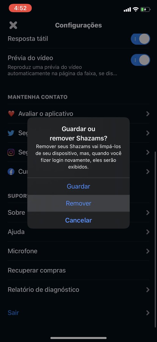 • after synchronizing the song click on the settings and then exit. the app will ask you if you want to keep or remove the shazams, click on REMOVE• authorize the microphone and the location in the settings.