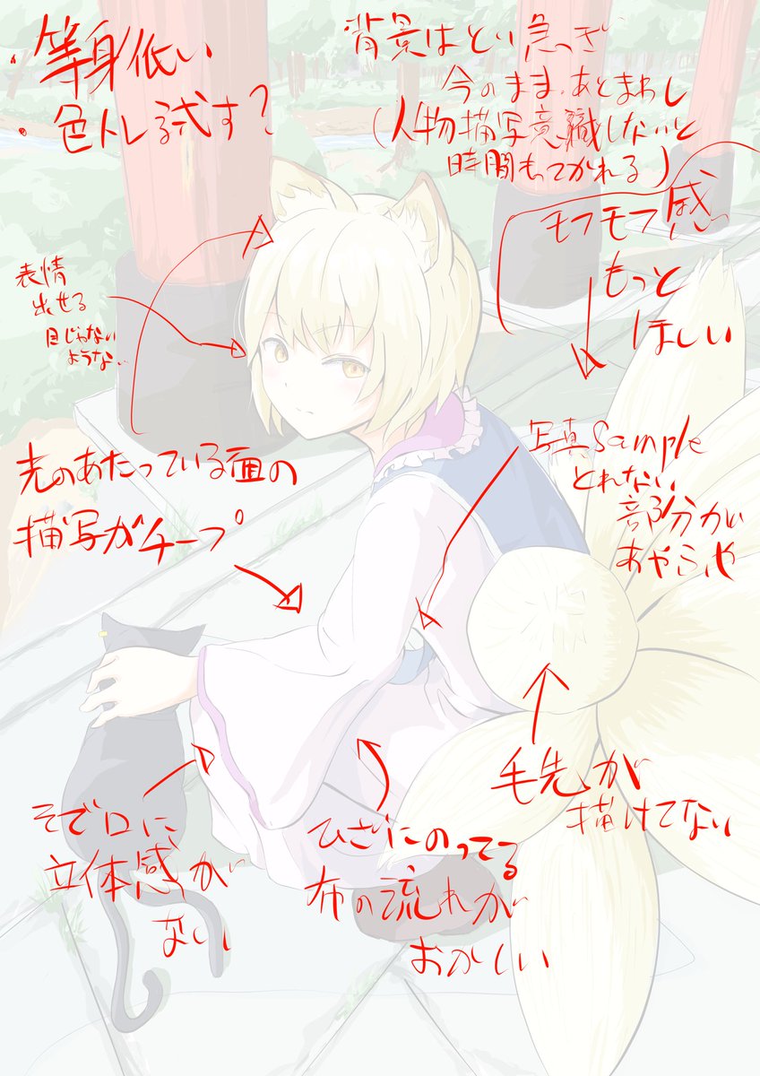 反省。
次は主に光が当たっている部分の布の質感とシワをやるか、髪の毛の質感と流れをやるかの2択。
さいとうなおき先生の動画から、顔関連の髪を練習することにする。
#3ヶ月でさいとうなおきを倒す
