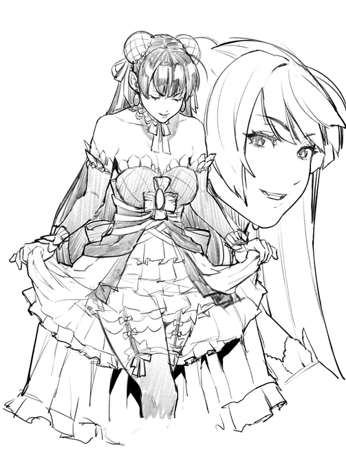 奥さんのリクエストで昨晩描いてたエピック7というスマホゲーの落書き… 