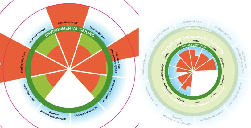 Raworth has prescriptive ideas for reducing dependence on factors that push our world past the boundaries of the environmental ceiling and under resource our social foundations. 28/