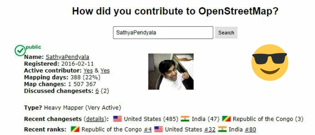 itagsubbu's tweet photo. I am happy to share that I have recently reached 1.5 million map changes.
#gis #openstreetmap #esri #mapwithAI #RapiD @openstreetmap @OpenStreetMapUS @osm_in @MapWithAI https://t.co/7zNxiEMPOe