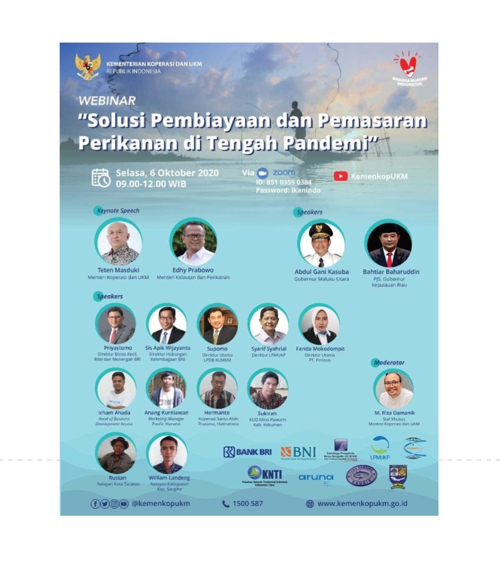0Berbagi's tweet photo. D-0236

Solusi Pembiayaan dan Pemasaran Perikanan di Tengah Pandemi

Selasa, 6 Oktober 2020, 09.00 - 12.00 WIB

#webinar #kemenkopukm #ikan #perikanan #pemasaranikan #pembiayaan #sangihe #malut #kepriau #perinus #lpdb #halmahera #kebumen #sangihe
 #tarakan #maluku #berbagiwawasan https://t.co/Ds1SC3iTPU