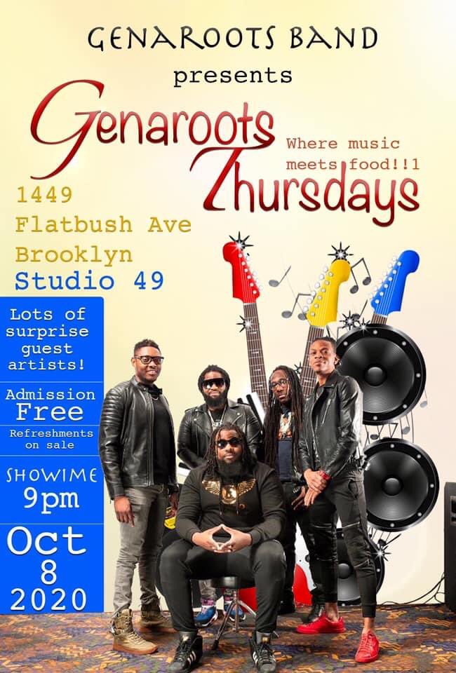JojoSinga's tweet photo. This Thursday October 8,2020
I will be performing with Genaroots Band
1449 Flatbush ave Brooklyn, NY 
Club Studio 49
Surprise guest artist 
FREE ADMISSION https://t.co/ZqvTu2c5df