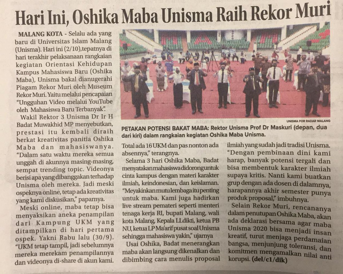 SarahAuliaNovi2's tweet photo. Sukses itu Pilihan,  terus bangkit terus bersemangat ini baru awal mula dari Perjuangan,  buat perubahan hebat dalam dirimu,  Untuk kamu dan orang tua mu ☺ Maju bersama @unisma193 dan @BEMUnisma_Mlg 
#bemunismamalang 
#UnismaMalang https://t.co/LYu66dAcaD