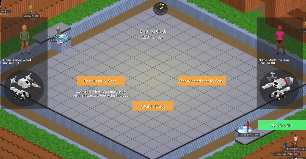 ShowdownRobot's tweet image. Gamedev update: Now you can bet with credits in NPC robot duels.

#bet #robotduels #robotshowdown #gamedev #indiedev #devblog #gaming #indiegames #gamedevelopment 
#gamedevelopmentprogress #indiedevhour