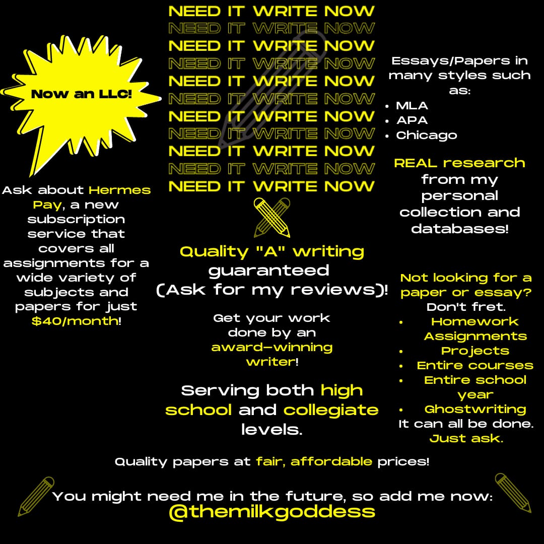 4deadleaves's tweet photo. If any of you need a paper done for ANY class add and contact @/themilkgoddess on Snapchat for extremely affordable pricing and A+ material! https://t.co/gT7M9OVPJv