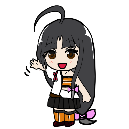 shouhou (kancolle) 1girl solo long hair ahoge black hair japanese clothes chibi  illustration images