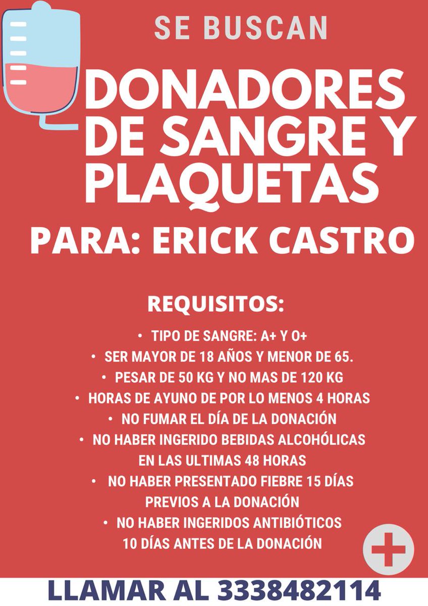 Hora de ayudar, para quienes puedan echar la mano de favor o replicarlo @NARIZROJAAC @Notisistema @zona3noticias @PibeGdl @DonarVida @donadordesangre