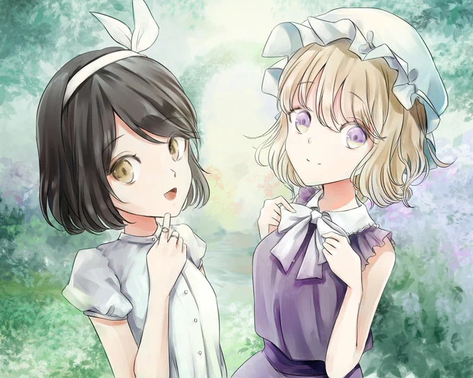 『秘封蓮花蝶(@notebookphotos )』さんに
描かせていただいた盛夏の爽やか秘封倶楽部です! 