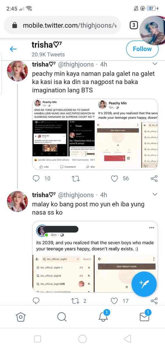 This post is so evident na u exposed yourself. second, what y'all did is just a win-win situation. you brought peachy's name inside this bird app without her permission and all-- u didn't even censor her screen name so what u also did was wrong. +