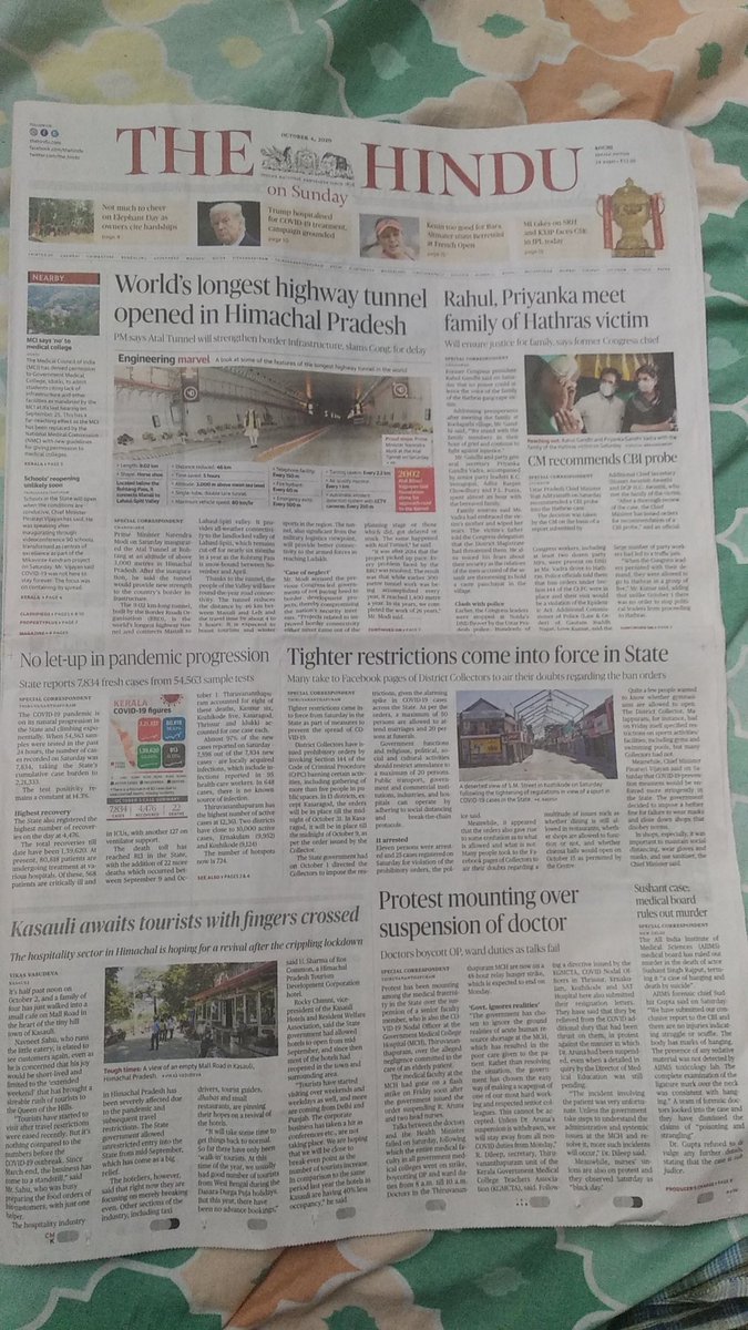 It's important to see how Indian newspapers reported the  #HathrasCase. Newspapers shape the perception of people than any other media in this country. I will post the front page of papers I read. Could you also join?