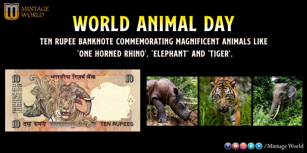 MintageWorld's tweet image. This #WorldAnimalDay, Let&apos;s explorer the world of animals through the most beautiful bank notes of India.

Know more about these #Animal Motifs of #IndianBanknotes here &amp;gt; goo.gl/wqq3UJ
