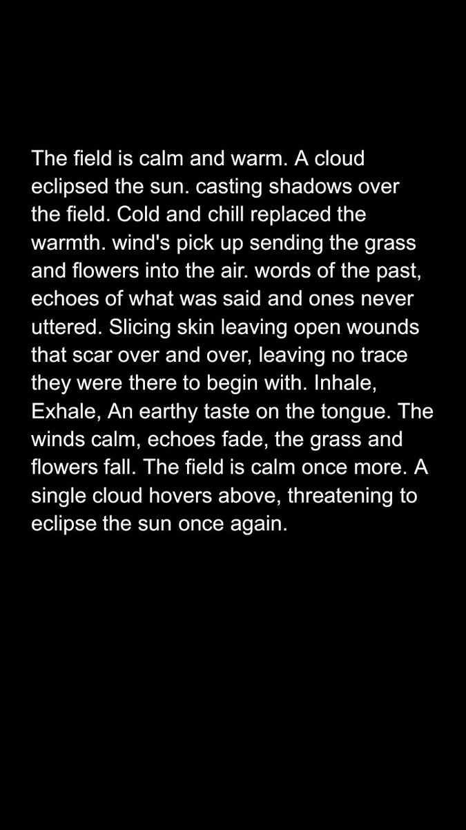 CodyKCreates's tweet photo. Day 4 of the #StarlightWritingChallenge - open wounds.
It's a personal take. Enjoy.
#writingprompt #WritingCommnunity #writersoftwitter #openwounds #thewinds https://t.co/lB8N3Zii2b