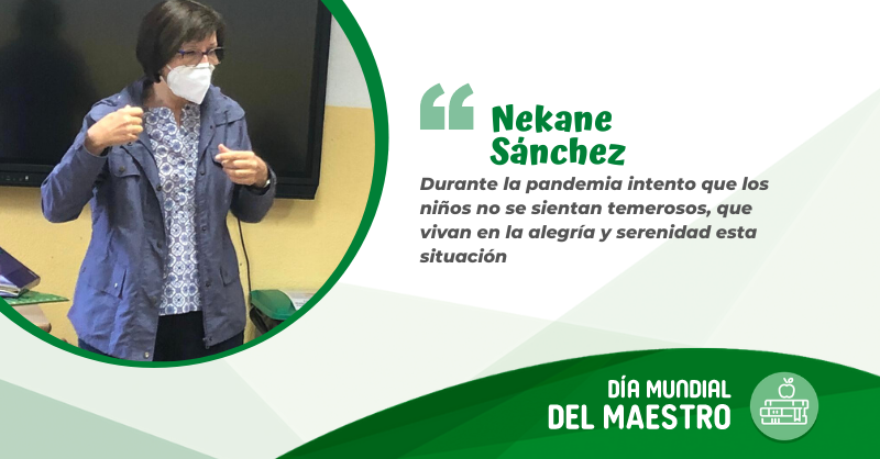 Educo_ONG's tweet photo. Lo que más le gusta a Nekane de ser profesora es que tiene la posibilidad de ayudar a los niños a disfrutar de cada situación aunque parezca complicada y a superar dificultades con buen ánimo. Y precisamente sobre esta línea ha trabajado durante el confinamiento.

#DiaDelMaestro https://t.co/vIRaSrNxe0