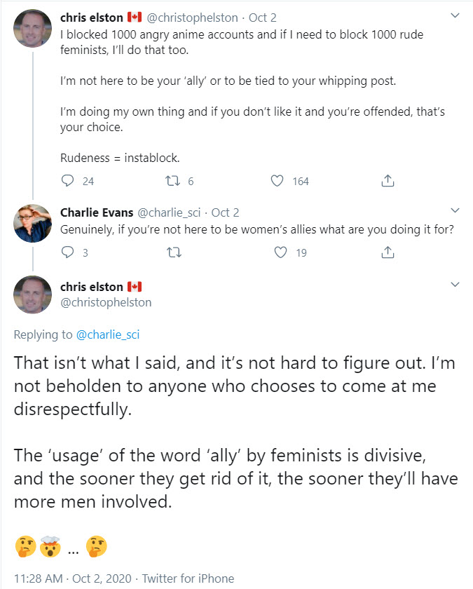 Calling men 'women's allies' is divisive. This was the first inkling I had that something was amiss.