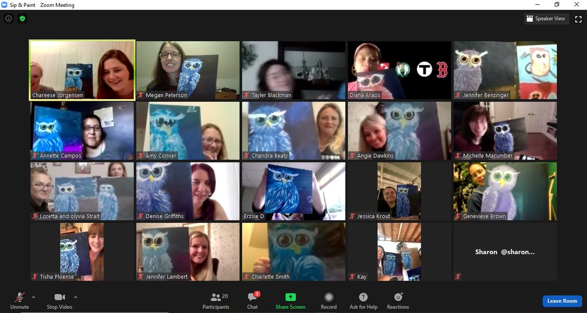 MichelleMacumbe's tweet photo. Fun night painting owls π¦to benefit @RememberBetty π. Thank you for joining the chat @dannywood π€© and @theandialbin and @theremixpr for hosting the event!! Also #Thankful @Fan4Life143 got the screenshots since I failed π. #RememberBetty #DannyWood #RemixPR #SipAndPaint https://t.co/31Hk8dnHKg
