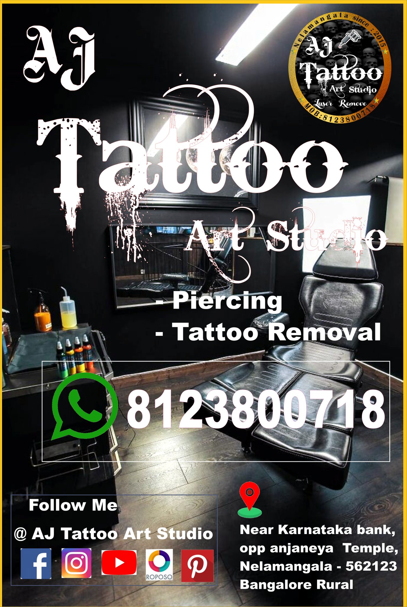 Follow me Instagram ID @aj tattoo art studio.con 8123800718 Nelamangala,  Bangalore | Tattoos, Art tattoo, Tattoo artists