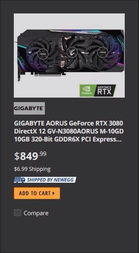 CaptainBraz's tweet photo. @AorusOfficial @Newegg just let me give you my money? 6-7 times tonight I’ve been able to “Add to Cart” only for this to happen. Who do I have to blow to get a 3080? #RTX3080 #newegg #AORUS #onlykindajoking https://t.co/qilgehVext
