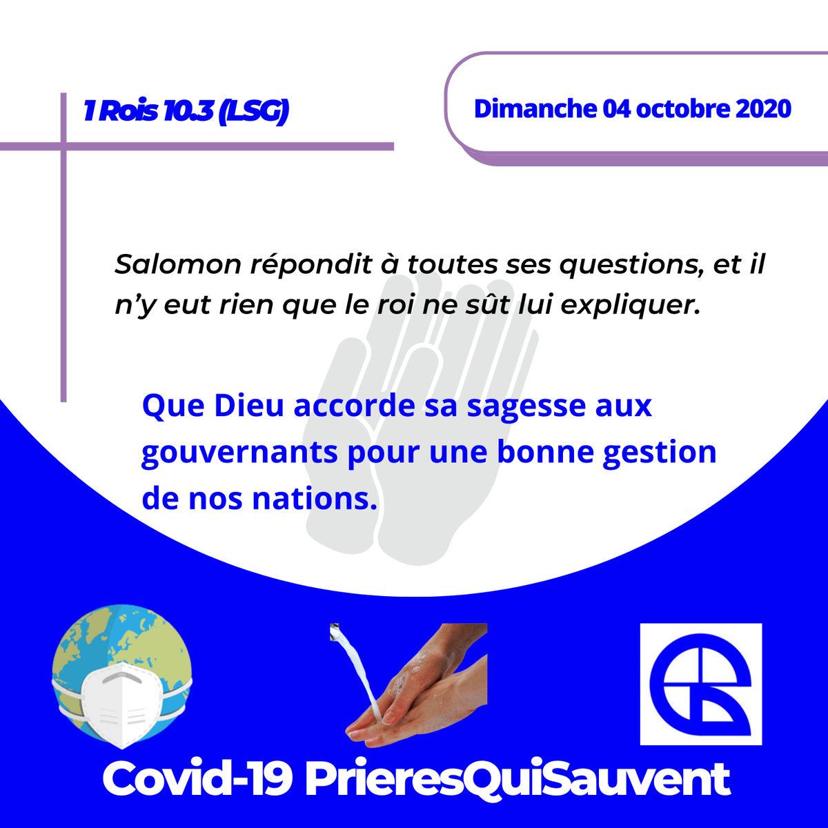 GbeebBenin's tweet photo. Prières Qui Sauvent I Covid19

Dimanche 04 octobre 2020 

Que Dieu accorde sa sagesse aux gouvernants pour une bonne gestion de nos nations.

#Covid19 #Covid19bj #GestesQuiSauvent #PrieresQuiSauvent #CoronaVaincu #Gbeeb https://t.co/V7xd8pnn2q