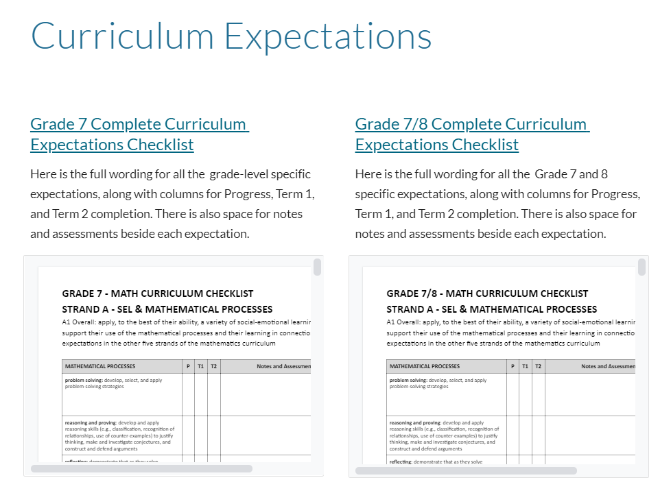 GLewisOCT's tweet photo. Website update: #Curriculum2020 Combined Grade and Single Grade checklists. Full wording of Specific Expectations and space for notes, assessment, timing. Thanks to @Mr_Severino for the motivation!

https://t.co/kGcMrlA5P9

#MathChat #MathFacilitator #tcdsbvsfam #VSResources https://t.co/vlDqAu7Tre