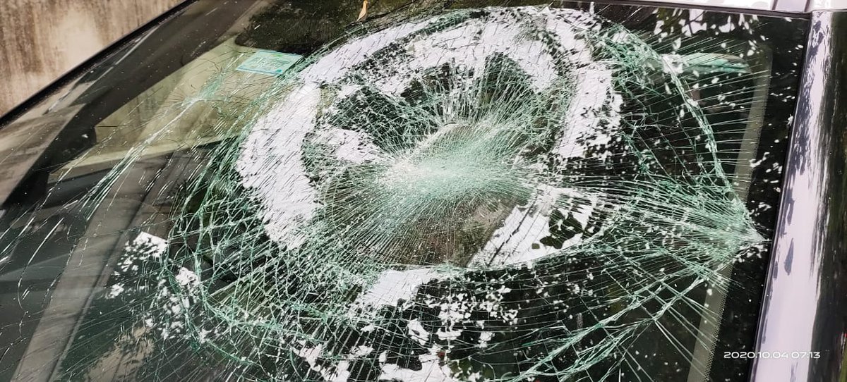naralokesh's tweet photo. What is this if not Jungle Raj? Pattabhi's car was vandalised by miscreants last night. A series of attacks have been orchestrated on those who raise voice against the dictatorial govt. Yesterday it was Sabbam Hari Garu, today it is Pattabhi. Is there democracy in AP at all? https://t.co/JzMSFmRwUN