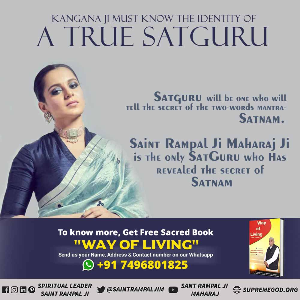 captmgsharma's tweet photo. #Message_To_KanganaRanaut
Is that true Saint Changes the life of a devotee completely. That's why read jeene ki raah or gyan ganga as soon as possible. https://t.co/B7qQeVtKAx