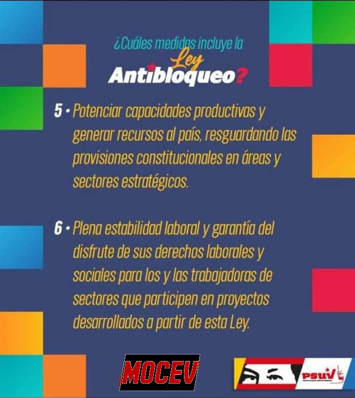 Mocev2020's tweet photo. #EnFotos 📷
🚩✊🏻 *Ley antibloqueo para defender a Venezuela.* 🇻🇪
📲 *Desliza y conoce las medidas que incluye la ley antibloqueo.*
🚩 *Moises Garcia Duarte, candidato a Diputado por el voto lista nacional Psuv-Gpp.* https://t.co/M6rQCOkWtJ