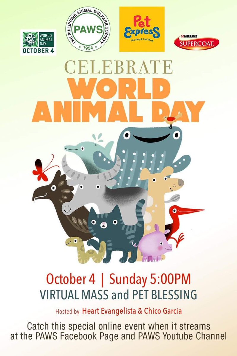 anakarylle's tweet photo. See you at 5 PM for @PAWSPhilippines celebration of #WorldAnimalDay with Heart and @chicogarcia 🐾 https://t.co/rDqVdE8NPk