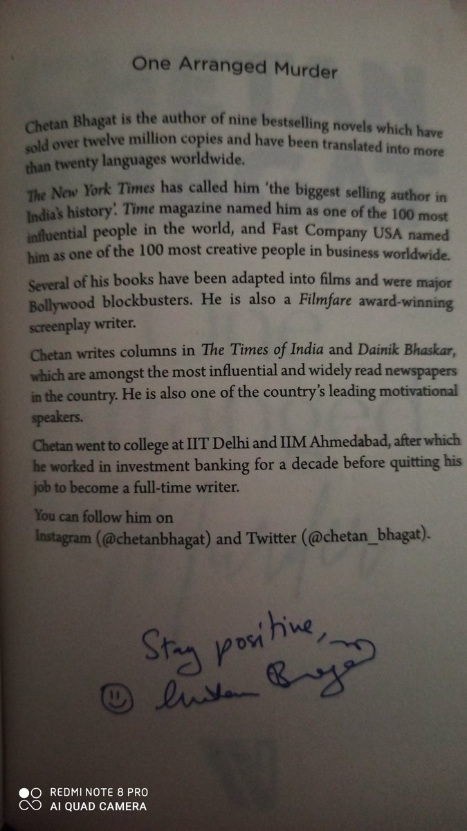 ShreemoieeS's tweet photo. Thanks a lot @chetan_bhagat  sir and congratulations to you for the new book..
Got this as a birthday gift from @Shreeparnasaha my little sister..
I read all the books of you Sir.... https://t.co/4OIv7VeOuo