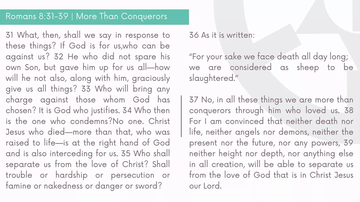 layflosbanos's tweet photo. Grace and Peace, LAYFers!

Tomorrow's a new day for us to gather once again for another empowering prayer fellowship! Please be guided by our focus Scripture and guide questions, as we deepen our our knowledge about our identity as "More than Conquerors"!  

See you tomorrow! https://t.co/eQS2xNBZq7