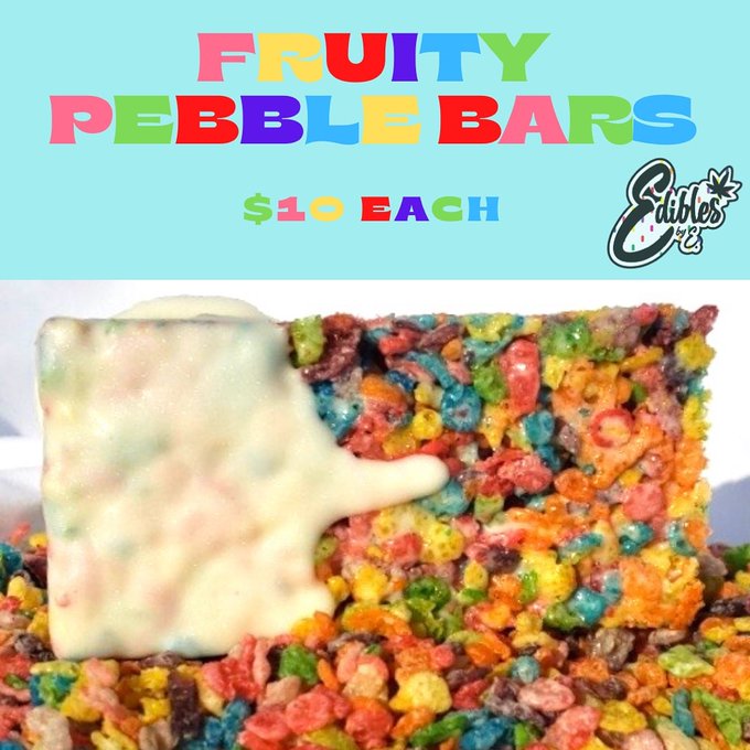 Fruity Pebbles Bars 🍓 🍊 🍍 🥝🍇 $10 Each  #EDIBLESBYE253  #fruitypebbles #cerealbar #dessertporn #deliciousfood<a href="/tag/ediblesbye253"class="tags">#EDIBLESBYE253</a><a href="/tag/dessertporn"class="tags"><span>#dessertporn</span></a><a href="/tag/foodporn"class="tags"><span>#foodporn</span></a><a href="/tag/yum"class="tags"><span>#yum</span></a><a href="/tag/edibles"class="tags"><span>#edibles</span></a><a href="/tag/munchies"class="tags"><span>#munchies</span></a>
