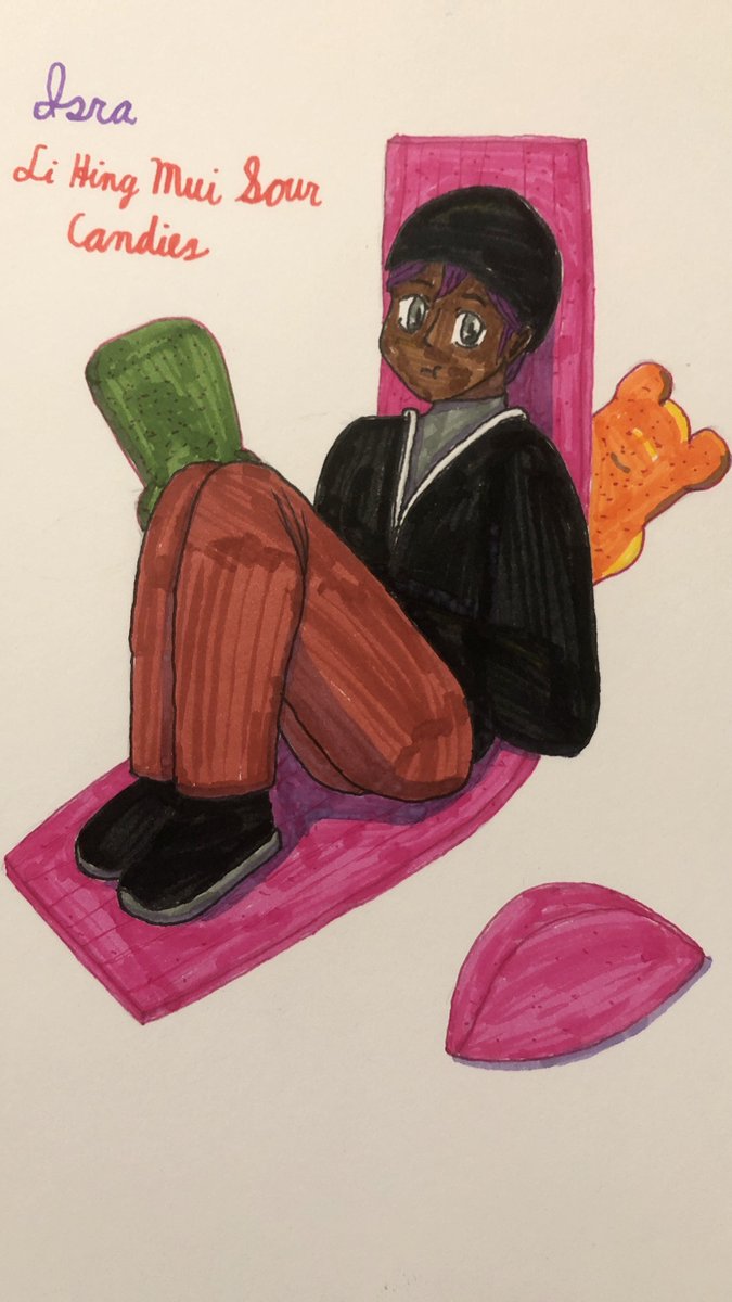 rainears0129's tweet photo. Day 3 for #OC_tober2020.  Favorite OC and Candy.  Isra is my favorite, and she’s eating some li hing mui candy, which I love. https://t.co/CwcQkEwLtZ