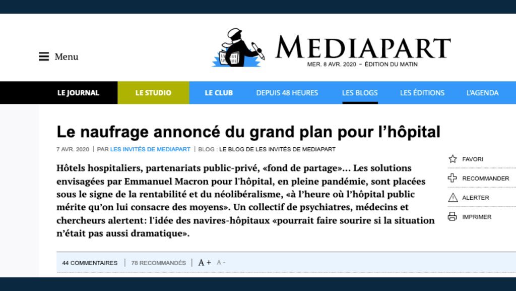 Un excellent article de  @RevPermanente qui décrit la stratégie de Macron et du secteur privé pour l’hôpital public :  https://www.revolutionpermanente.fr/Privatisation-de-la-sante-Mediapart-revele-les-contours-du-plan-promis-par-Macronrésumé de l’article payant de Mediapart :  https://www.mediapart.fr/journal/france/010420/hopital-public-la-note-explosive-de-la-caisse-des-depots?onglet=full