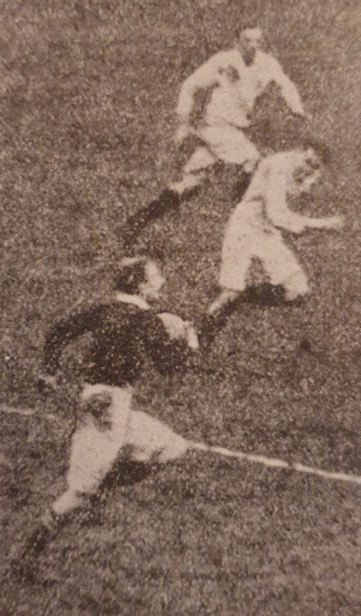 Hawick and Scotland's Walter Sutherland sprinting to the line in a Culcutta Cup match against England just prior to the Great War.