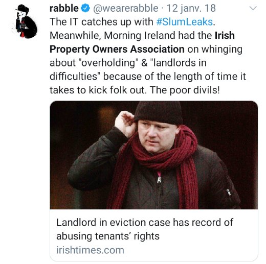 When Paul Howard hired violent thugs to force through a violent illegal eviction on Mountjoy Square a few years back the IPOA argued that landlords were driven to desperate measures because there were too many rules against illegal evictions.