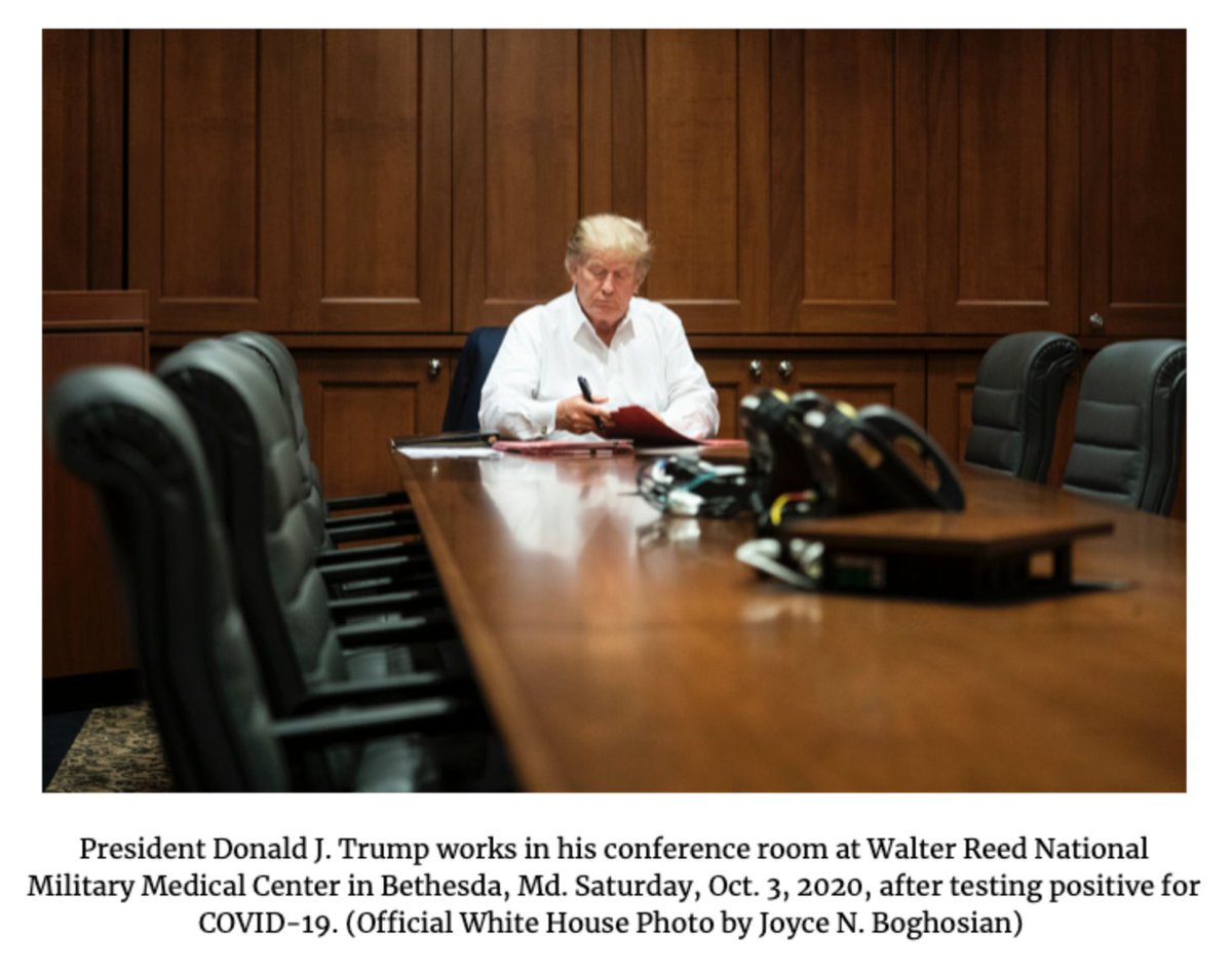 FACT CHECK: Were these photos released by the White House of Donald Trump signing papers with a sharpie at Walter Reed Medical Center last night staged? In this thread, I will discuss (but the short answer is, "yes")