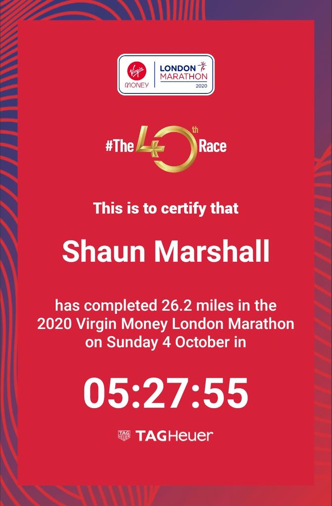 #LondonMarathon #The40thRace <a href="/CityofHullAC/">City of Hull AC</a>  
Marathon number 11 done, completed, 2 years after illness back at it. This is my proudest moment as a runner as I didn't give in.