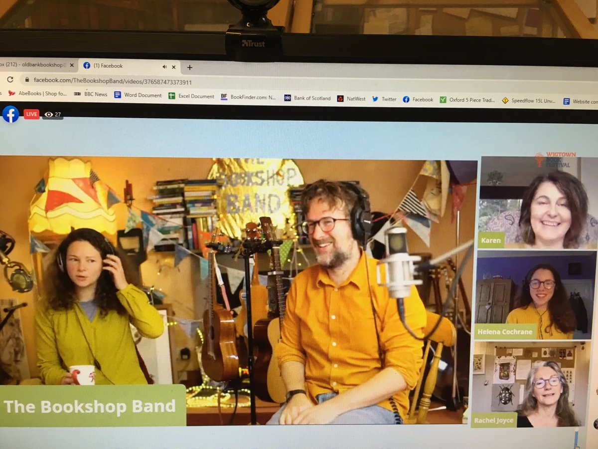 OldBankBooks's tweet photo. Going to miss the #BreakfastBookShow @WigtownBookFest @TheBookshopBand. Another superb offering this am with @writerkcampbell, our very own H, Rachel Joyce & fab music...all streaming from #Wigtown #WBF20 https://t.co/ENPYoZaEwH