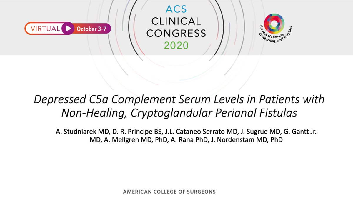 Honored to be part of this event. I encourage you to join <a href="/AmCollSurgeons/">American College of Surgeons</a> and check out our work on complement serum levels in non-healing cryptoglandular fistulas <a href="/GGanttMD/">Gerald Gantt, Jr. MD</a> <a href="/JoseCataneo2/">Jose Cataneo</a> <a href="/UICCRS/">UIC Colorectal Surgery</a> <a href="/NJMSDeptSurgery/">Rutgers NJMS,Surgery</a> <a href="/NjmsR/">NJMS Surg Residents</a>