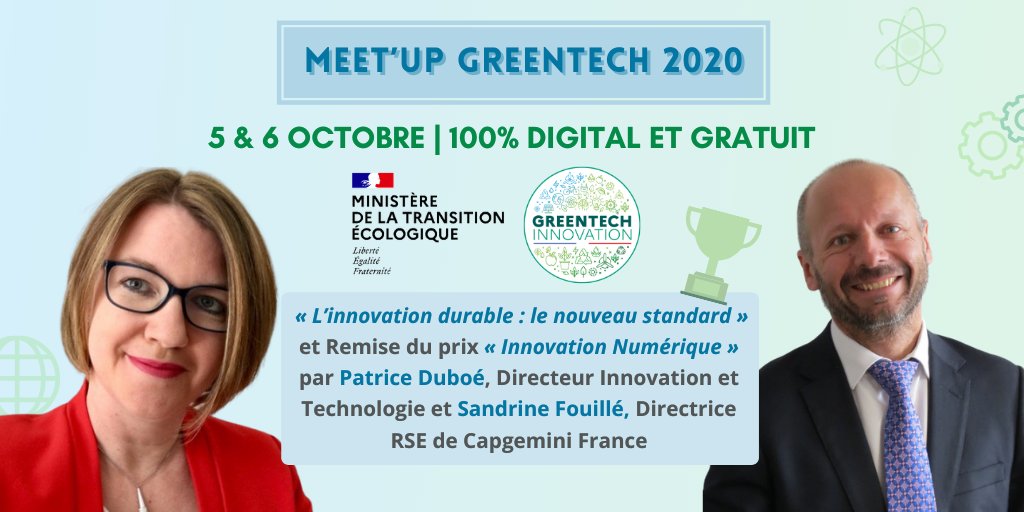 ⏰Mardi 6 octobre, discutez #InnovationDurable et assistez à la remise du prix « #InnovationNumérique » 🏆
avec @pduboe et @sfouille #RSE @Capgeminifrance
👉greentechverte.fr/meetup-greente…
🔴Pour les non-inscrits, LIVE de l’événement retransmis ici
youtube.com/greentechinnov…