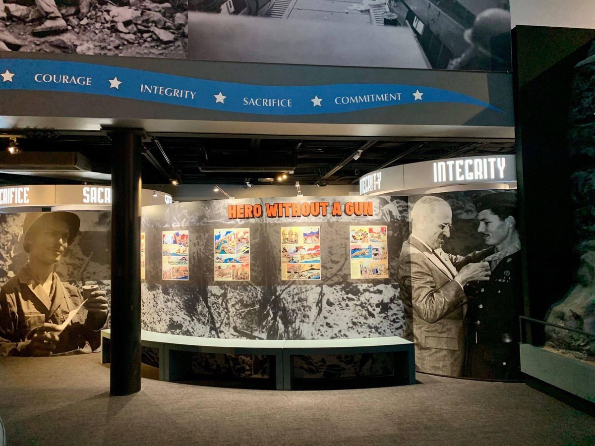 DesmondDoss's tweet photo. If you're traveling near Chattanooga, Tennessee, visit the Charles H. Coolidge National Medal of Honor Heritage Center and see Desmond Doss' Medal of Honor, uniform and many other personal items. See the first Medal of Honors and @chiksdigscars’ exhibit. #USArmy #History https://t.co/em07mSuYSr