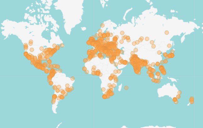 Where folks who have booked a ticket for World Education Week are from... the ‘World’ in Education Week...  

Have you registered yet for any of the 100 free events hosted by schools around the world next week? Do so here: worldeduweek.org

 #education  #worldeduweek