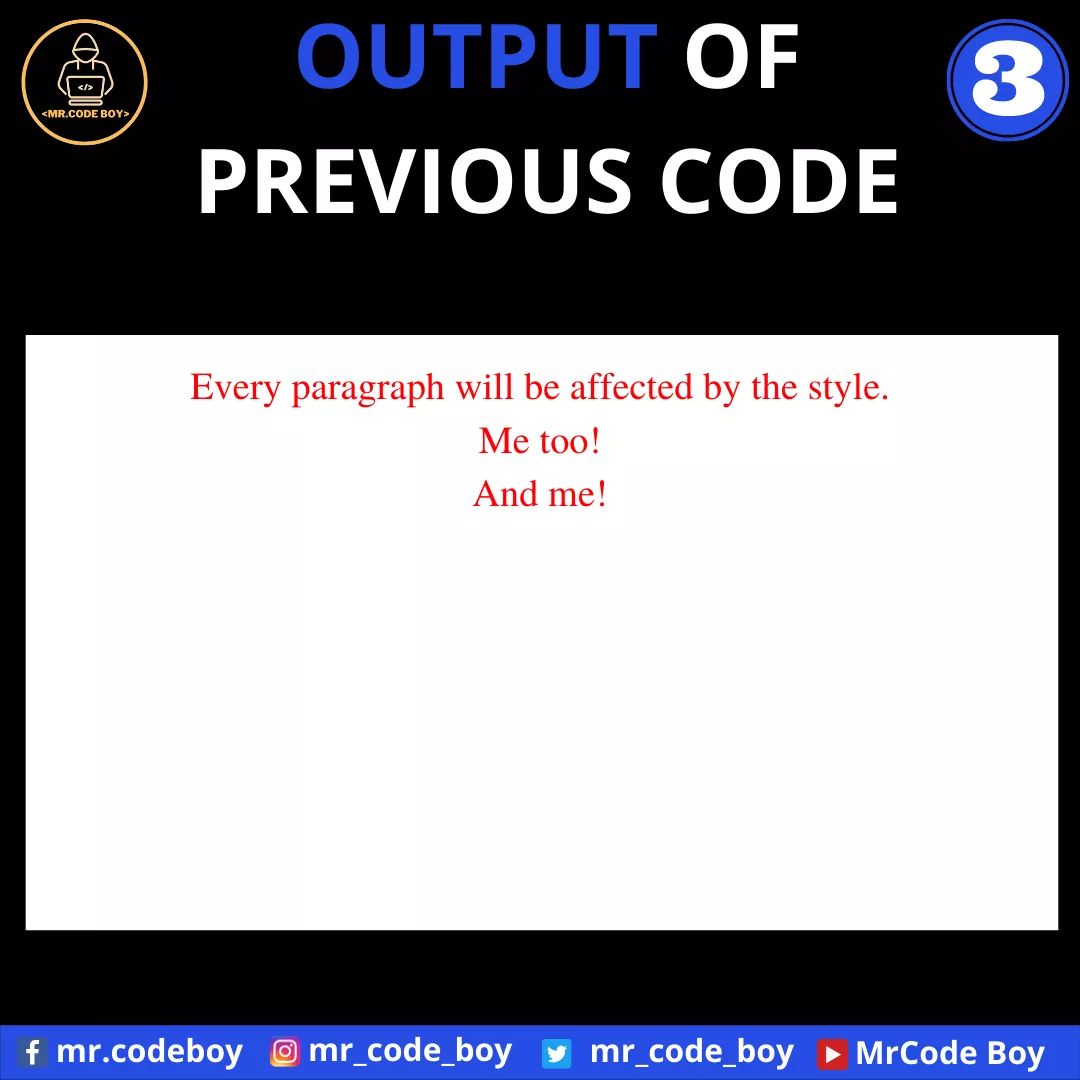 mr_code_boy's tweet image. CSS Part - 2(a) (Selectors)

Like, Share, Comment, and Follow for more technical stuff.

YouTube - bit.ly/mrcodeboy
Facebook - facebook.com/mr.codeboy/
Instagram - instagram.com/mr_code_boy/

#100DaysOfCode #html #webdeveloper #tech #software
#codinglife #webdevelopment #css