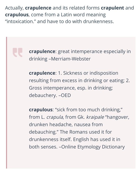 Learned Something NEW Today...

Meaning of 'Crapulence'

#somethingnew #moreyouknow 
#SundayMorning https://t