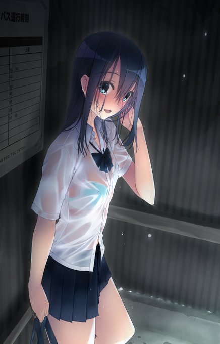 2『雨宿りのバス亭で』『隙透けJK』
透けたり隙間からのぞけたりのJKさんです 