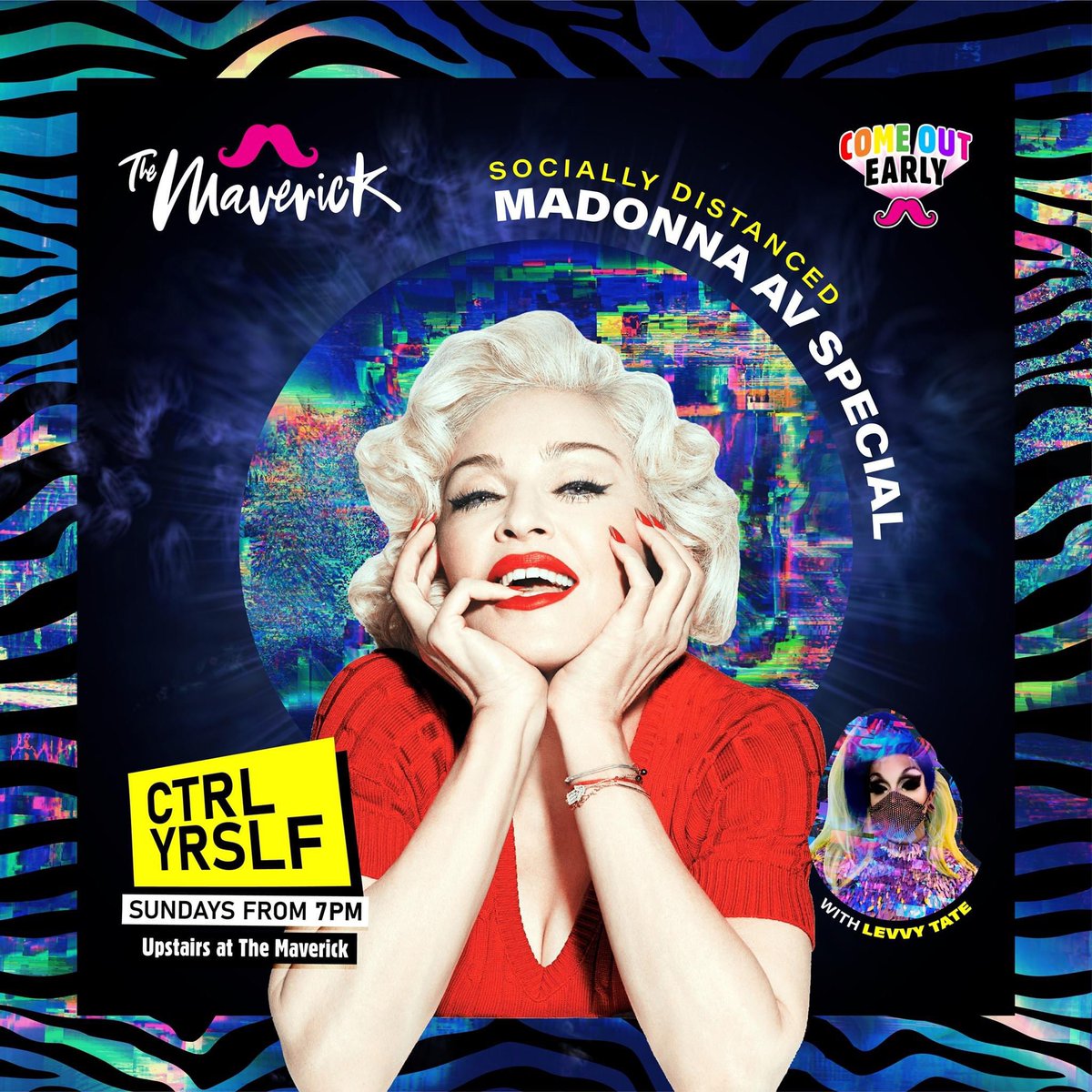 ⚠️ Get into the socially-distanced groove and join Levvy Tate for a CTRL YRSLF #Madonna special with AV cabaret, Gorge Boards and bevvies TONIGHT from 7pm upstairs at <a href="/maverick_NI/">The Maverick</a> .

⭐️ Walk ins welcome - DM us to book a table for up to 6 people.