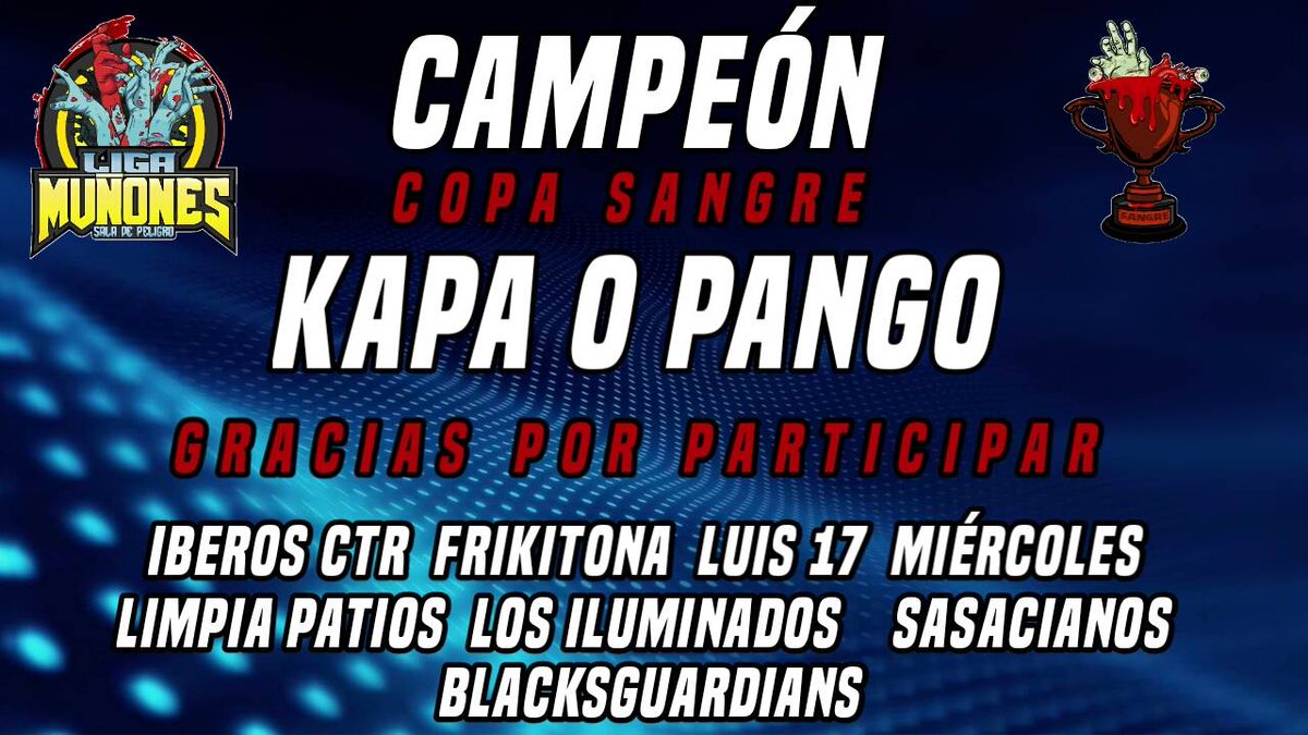 Llego al final una de nuestras ligas internas con un flamante ganador enhorabuena. Y enhorabuena tambien a todos los que participaron que tambien fueron ganadores de la experiencia.<a href="/PangoKapa/">KapaOPango</a>