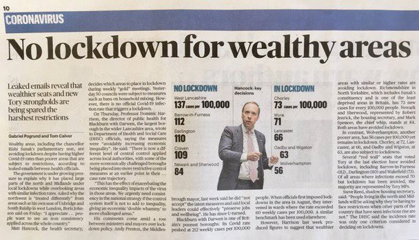 This is the problem that arises with the failure to set thresholds for local lockdowns.

We need an urgent re-think of local lockdown policy to re-establish a sense of trust and fairness.