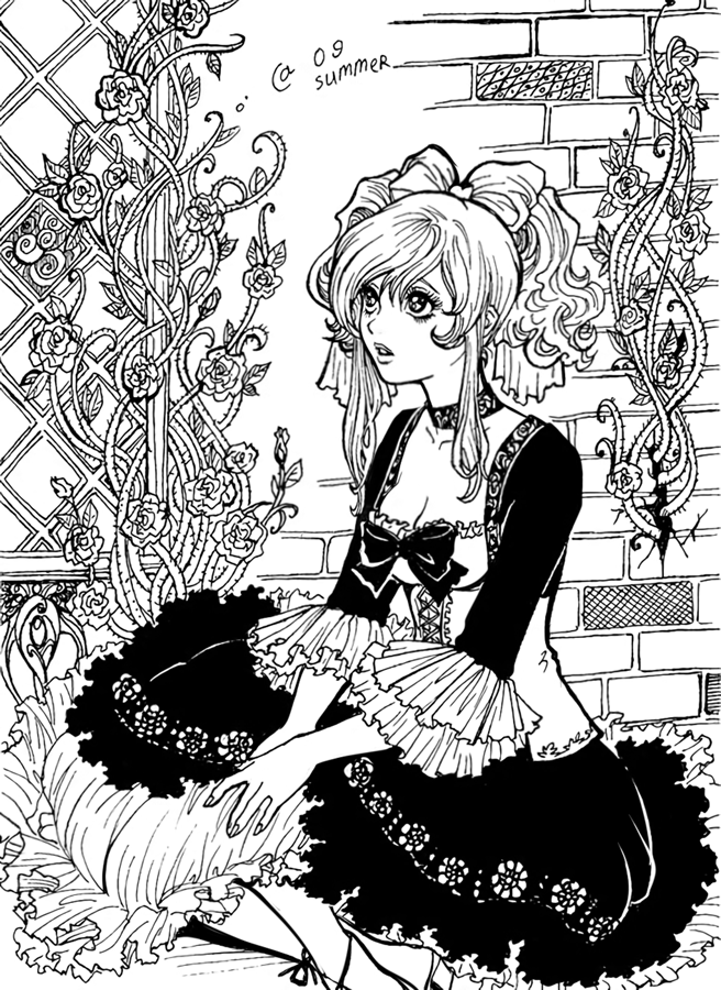Retro ink posting!
Lydie from Castlevania: Harmony of Dissonance game. (slightly revisited work from 2009) 